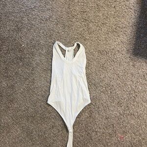 Free People Cream Ribbed Bodysuit